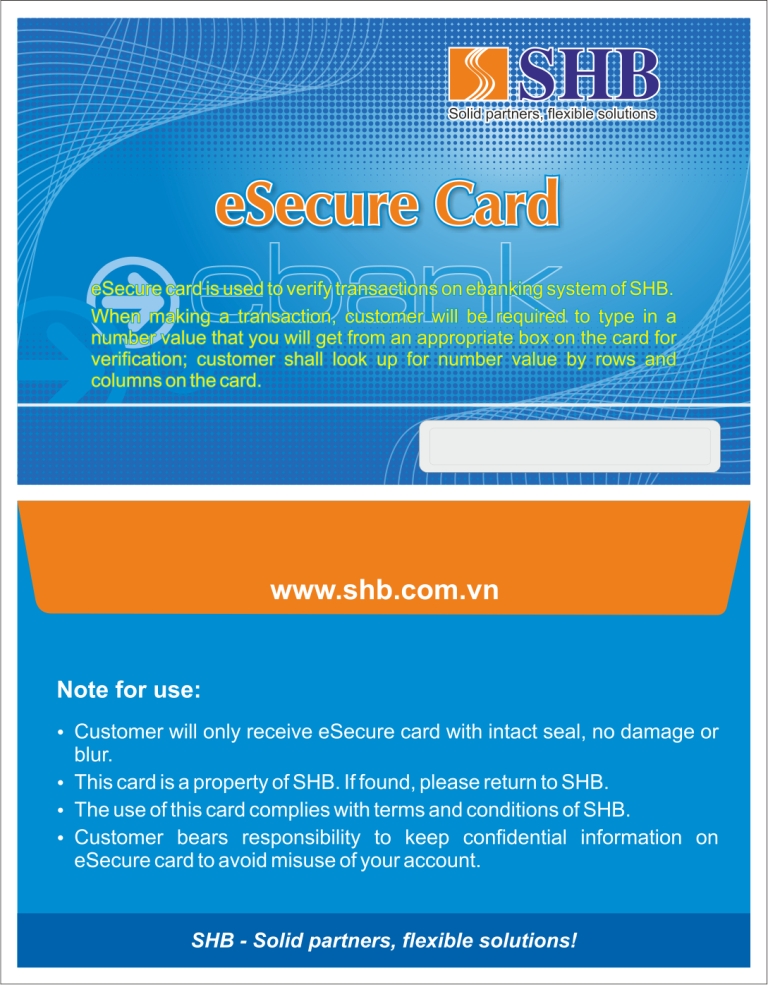 SHB Esecure card