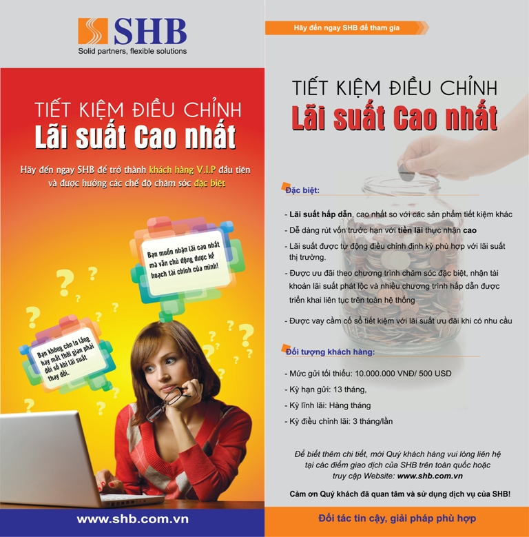 SHB tiết kiệm điều chỉnh lãi suất cao nhất